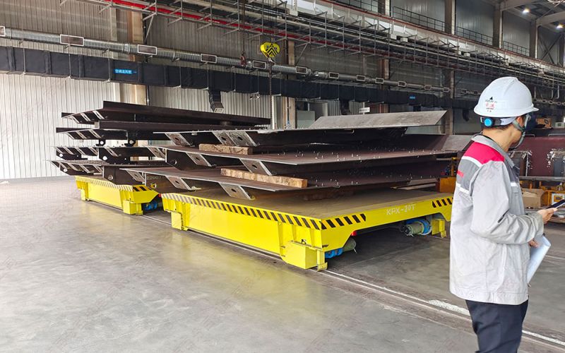 雙車(chē)聯(lián)動(dòng)有軌電動(dòng)搬運(yùn)平板車(chē)